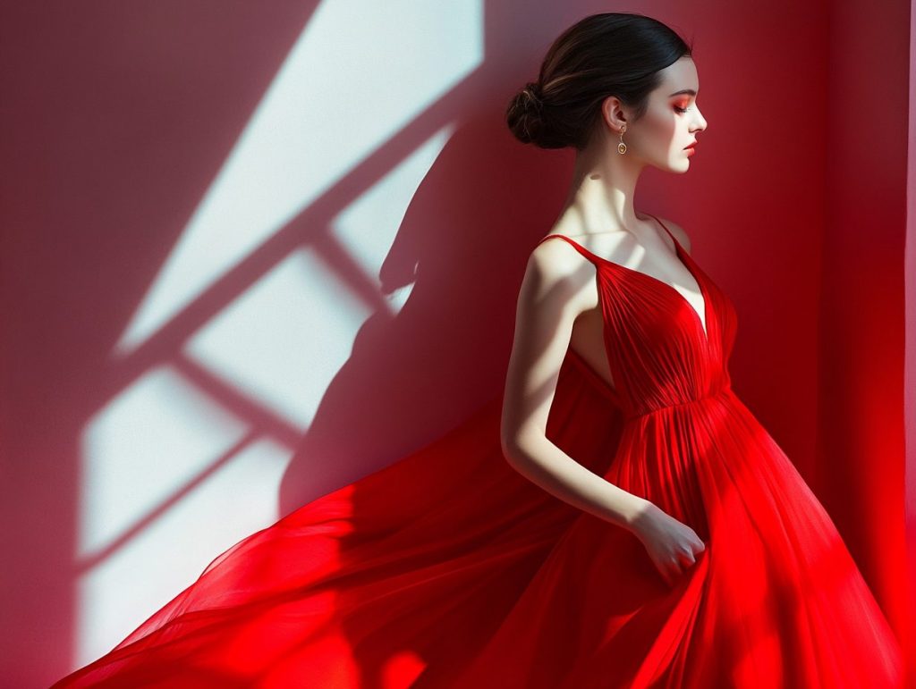 A lady in red