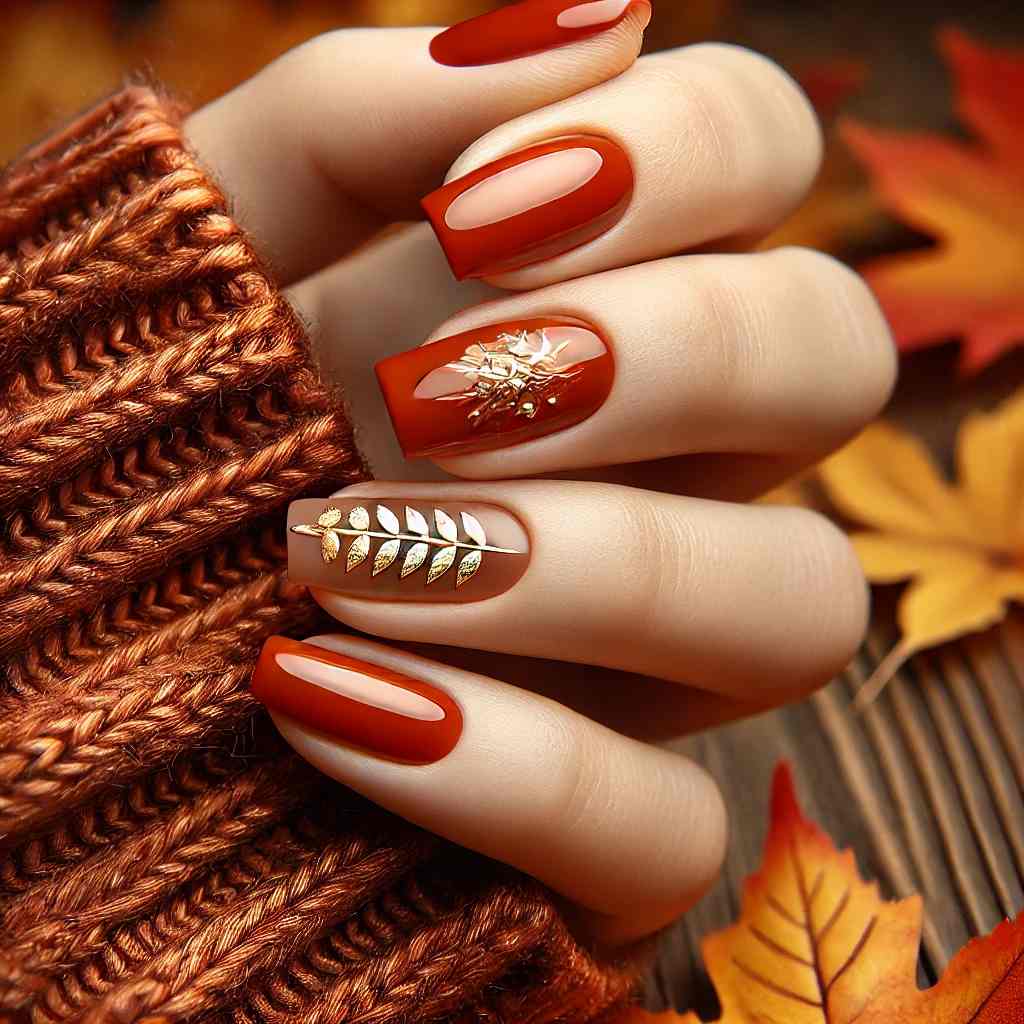 Burnt Orange with Leafy Accents