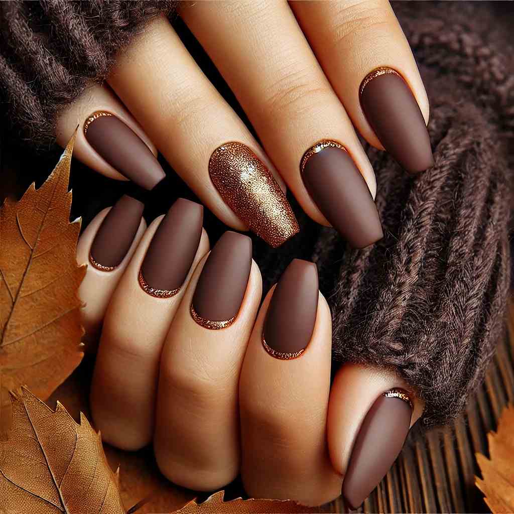 Chocolate Brown Glitter Tips