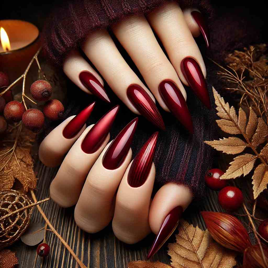 Deep Maroon Nails