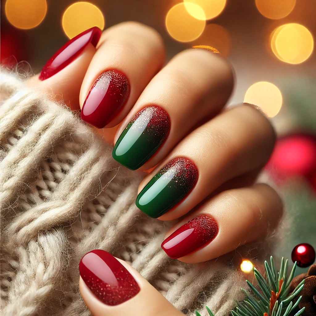 Festive Red and Green Ombre