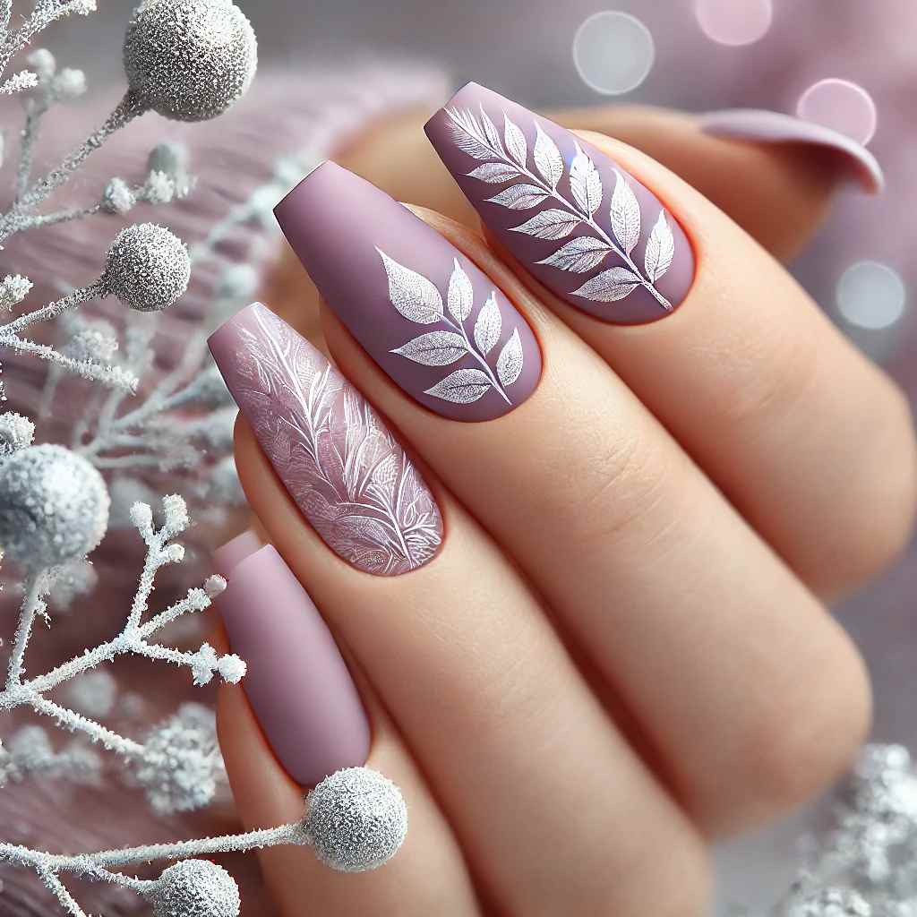 Frosted Leaves on a Mauve Base