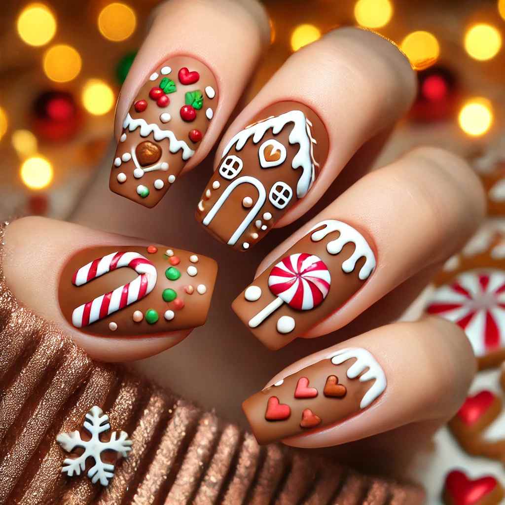 Gingerbread House Nails