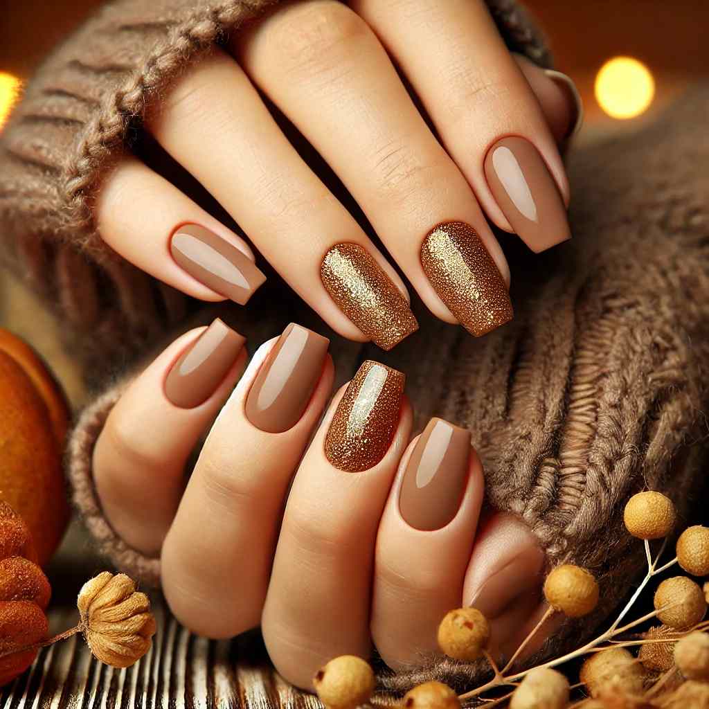 Mocha with Gold Glitter Accents