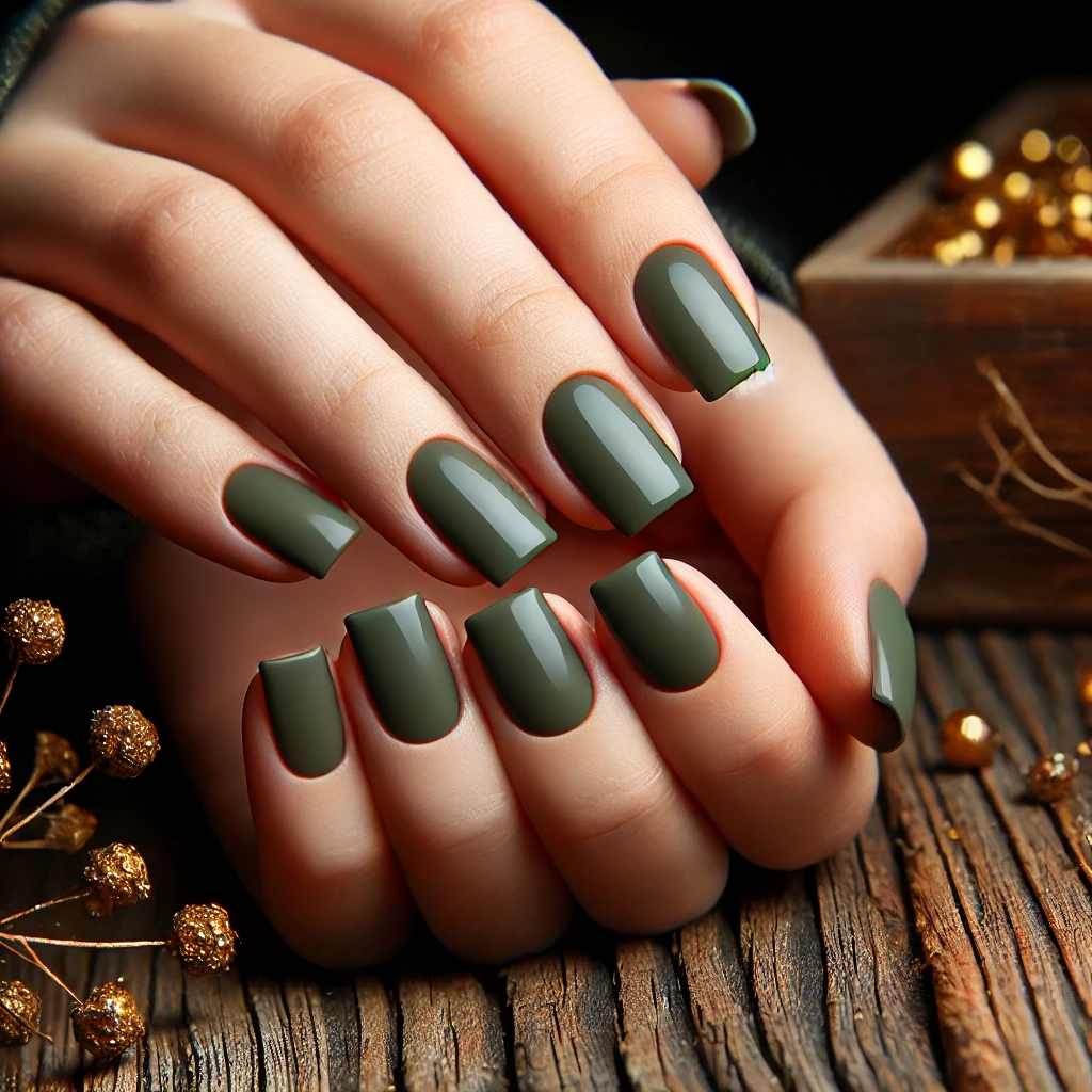 Olive Green toned nails