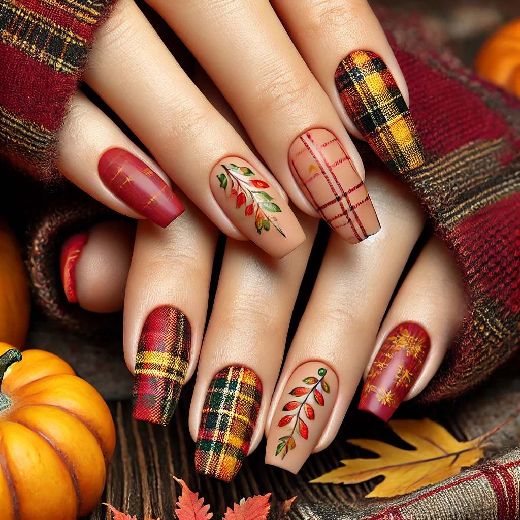 Rustic Plaid and Leaves Combo