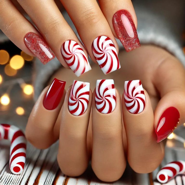 Square Nail Designs for December Festivities