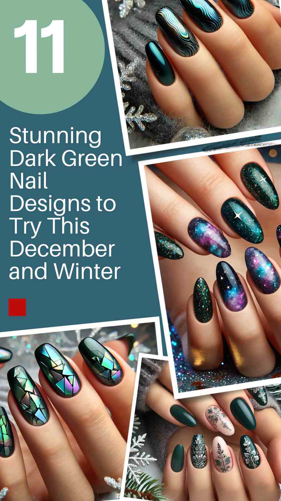 11 Gorgeous Dark Green Nail Ideas for December and Winter