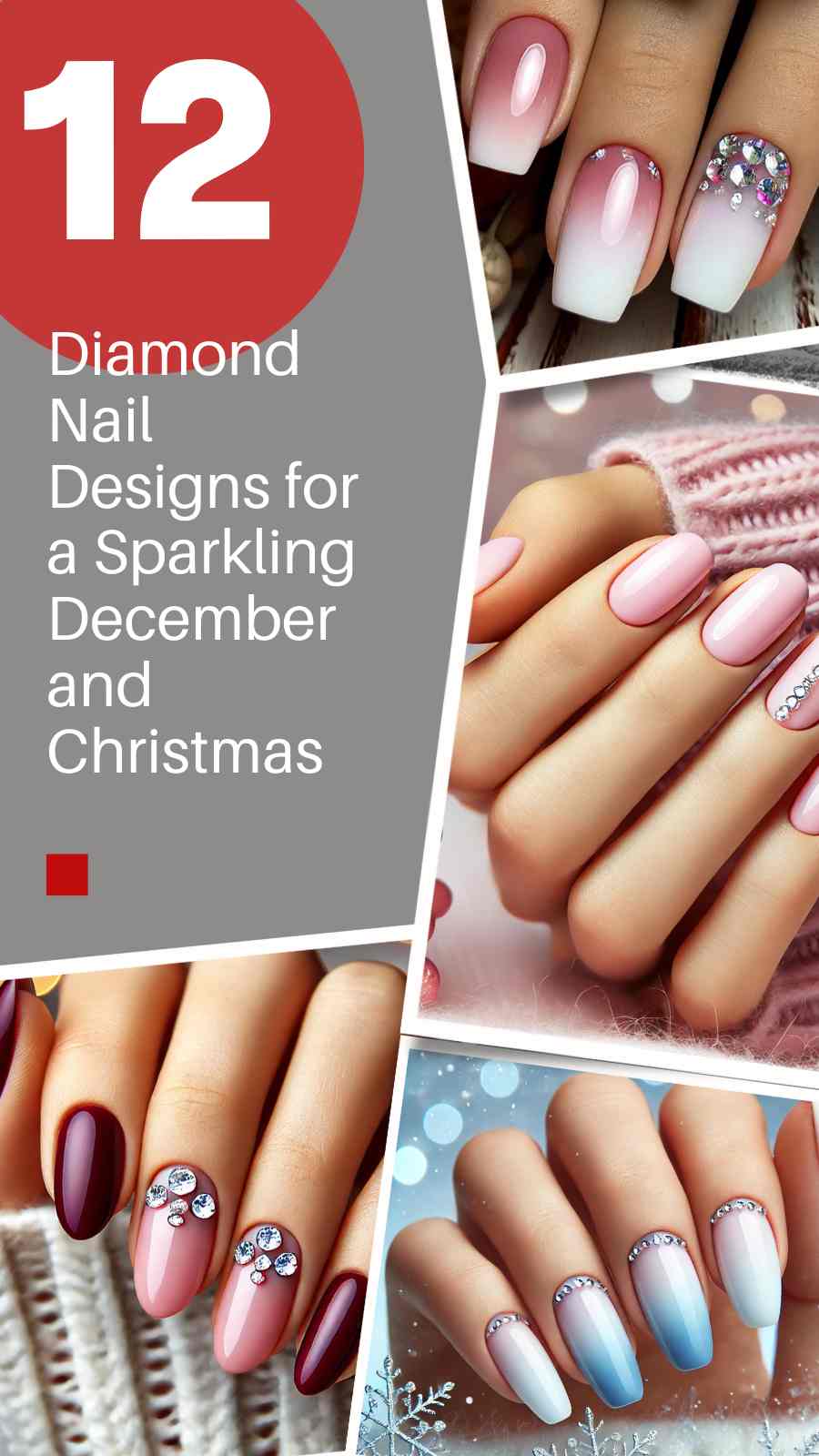 12 Christmas Diamond Nail Ideas Perfect for December Celebrations