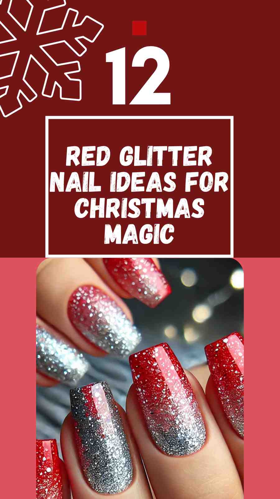 12 Dazzling Red Glitter Nail Ideas for Christmas Magic