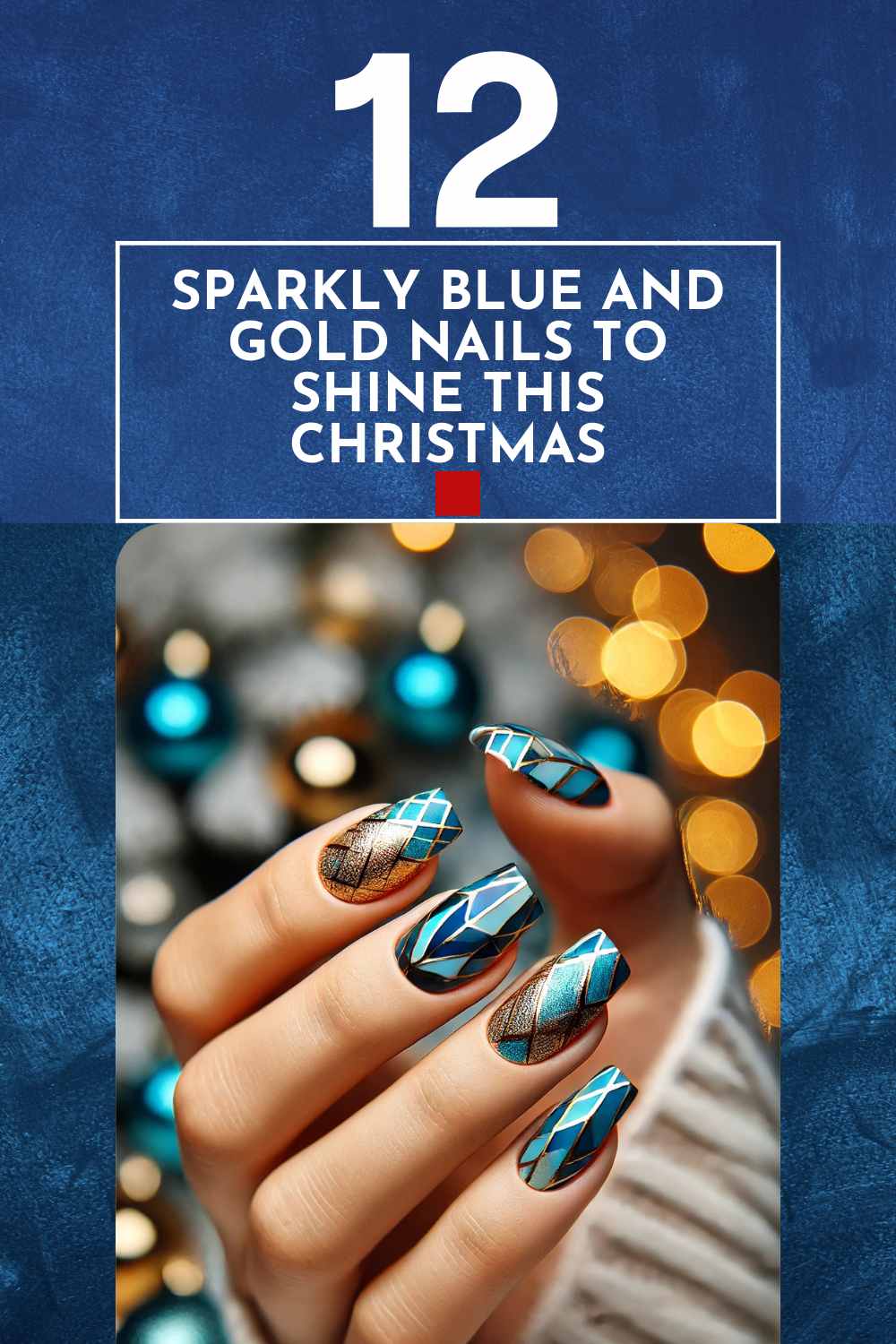 12 Festive Blue and Gold Nails for Christmas Glam