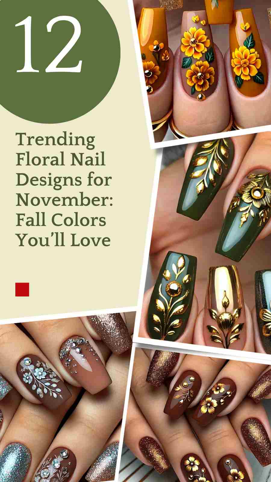 12 Gorgeous November Floral Nails with Earthy Autumn Tones