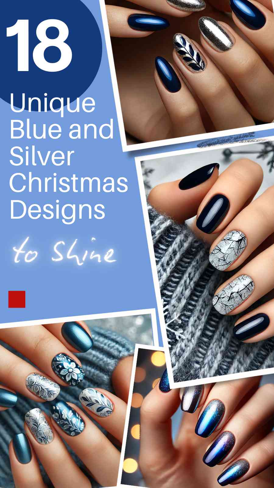 18 Chic Blue and Silver Christmas Nails