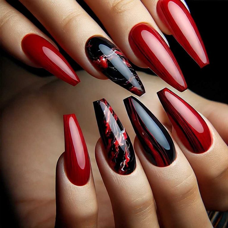 Amazing Long Red Acrylic Nail Ideas