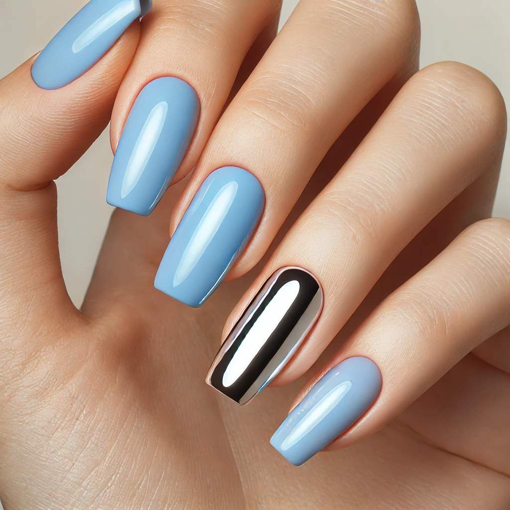 Baby Blue and Silver Chrome Mix