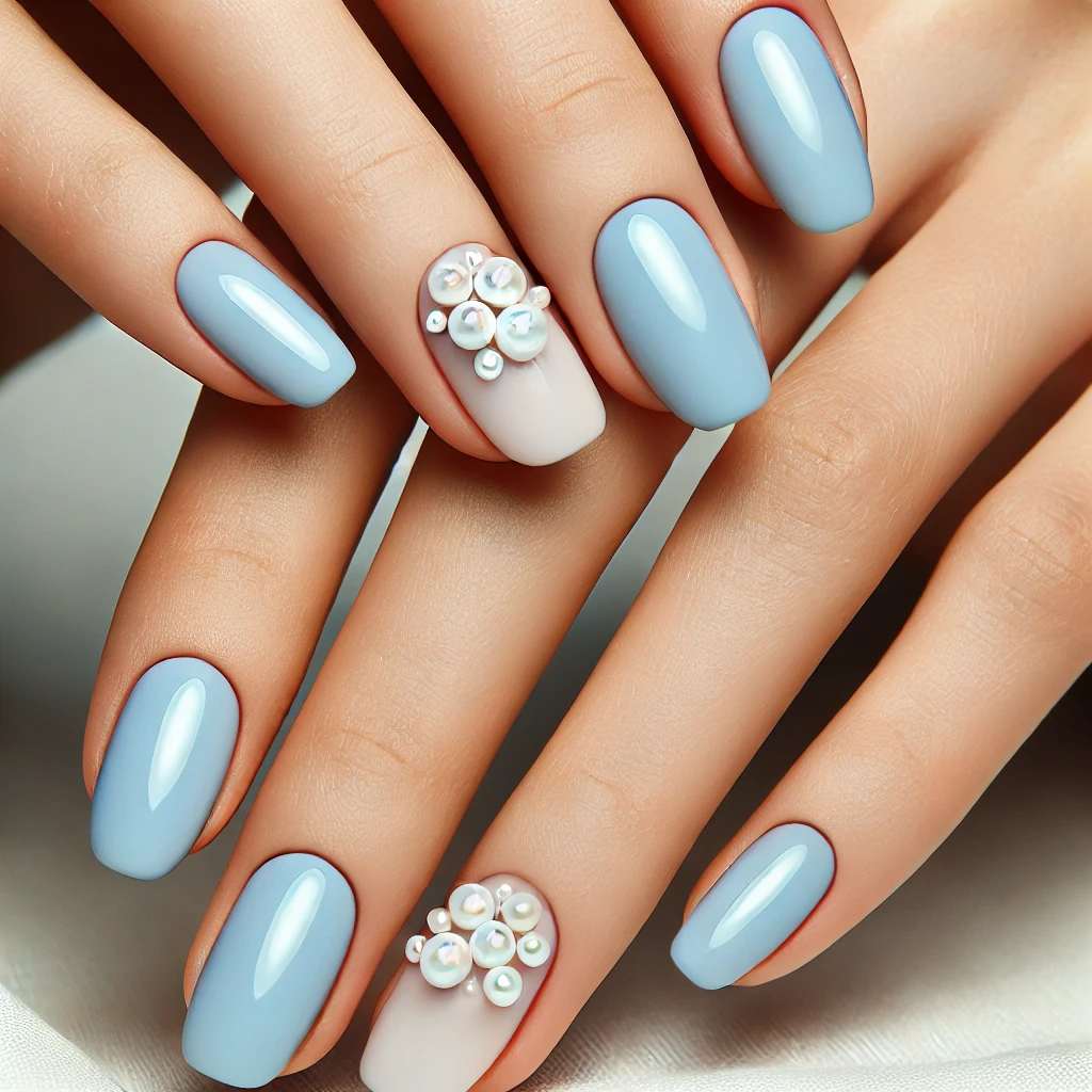 Baby Blue with Pearl Embellishments