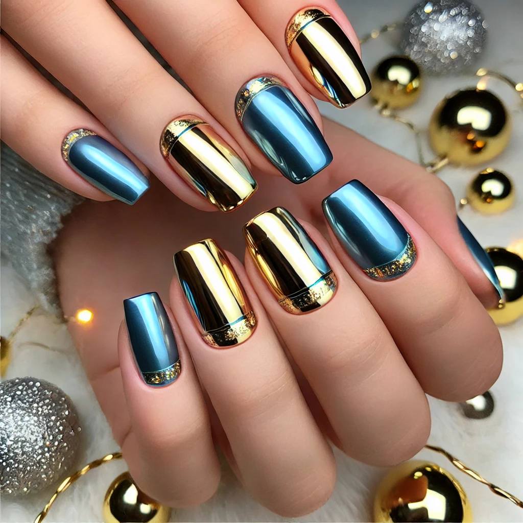 Chrome Blue with Gold Foil Accents