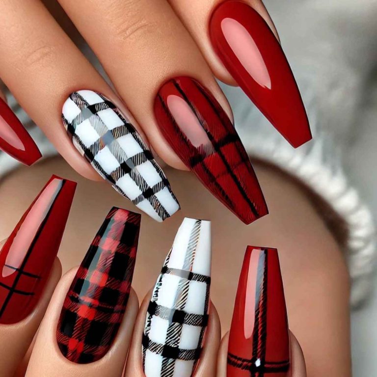 Beautiful Red Acrylic Coffin Nail Ideas