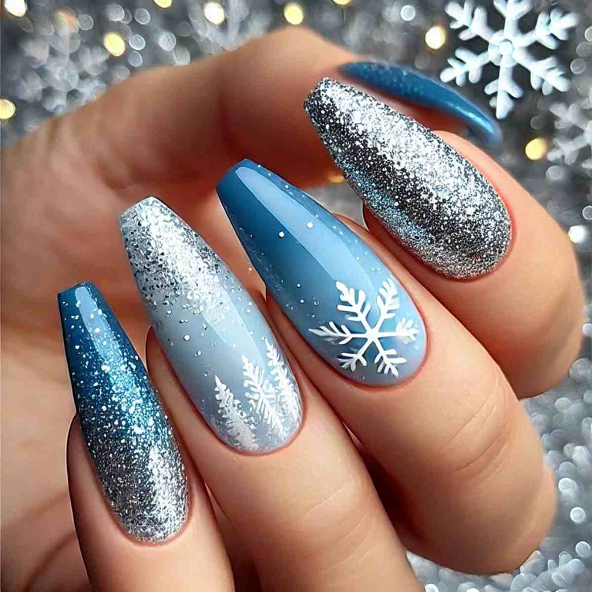 Blue and Silver Glitter Ombre