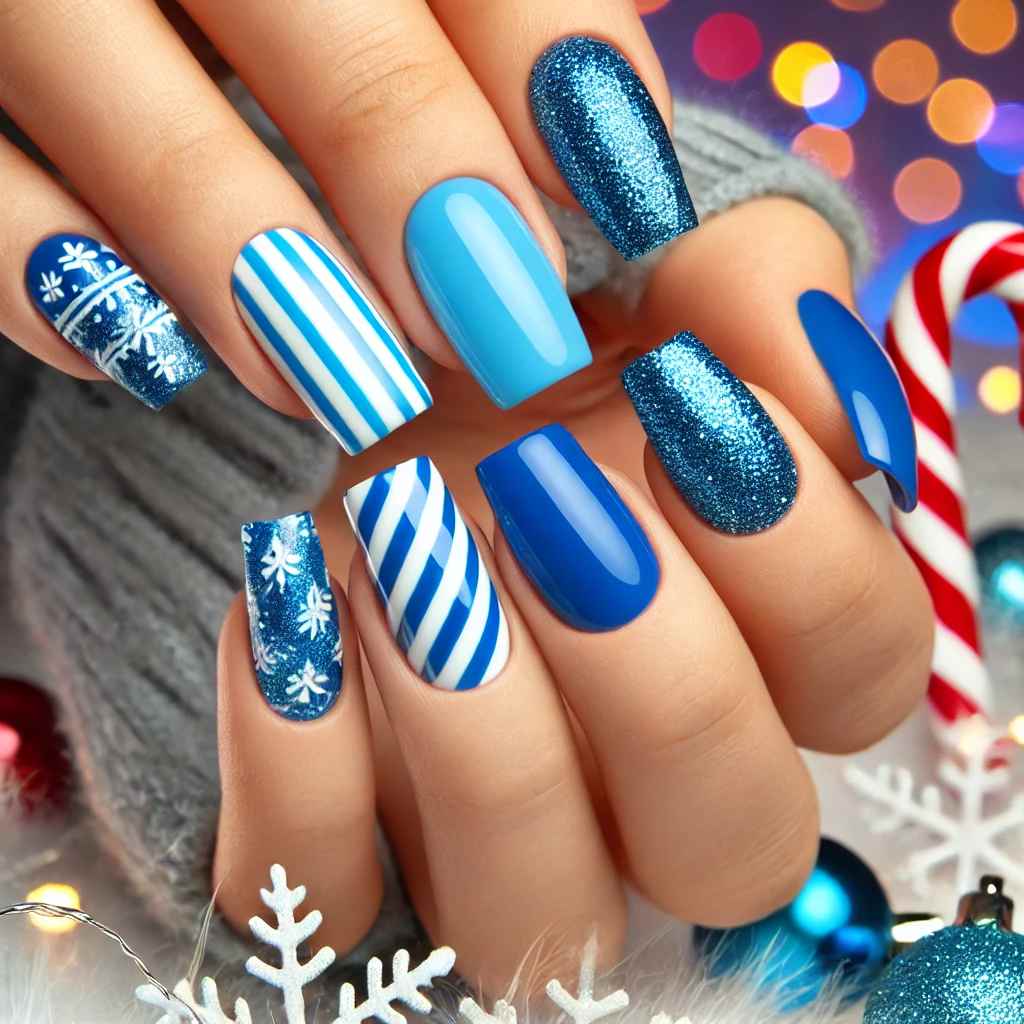 Blue and White Candy Cane Stripes