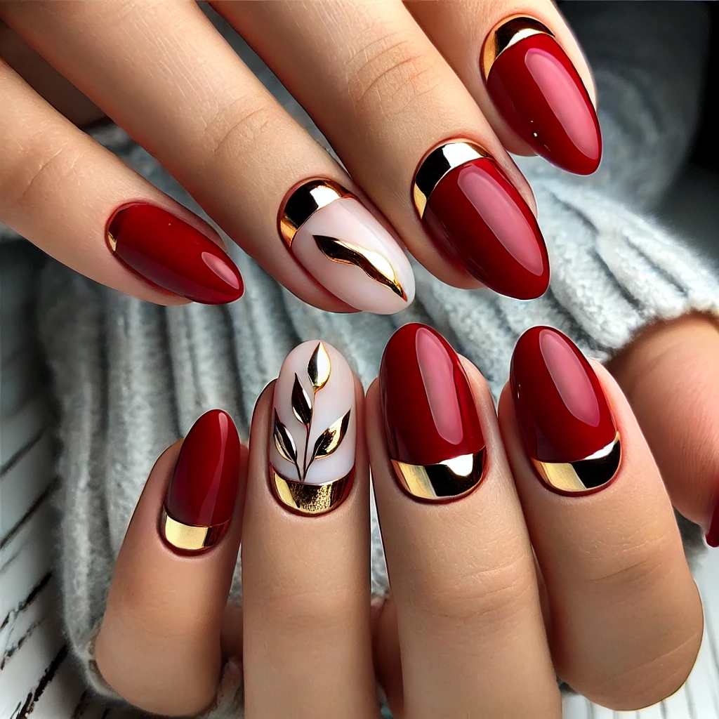 Bold Red with Gold Half-Moon Accents