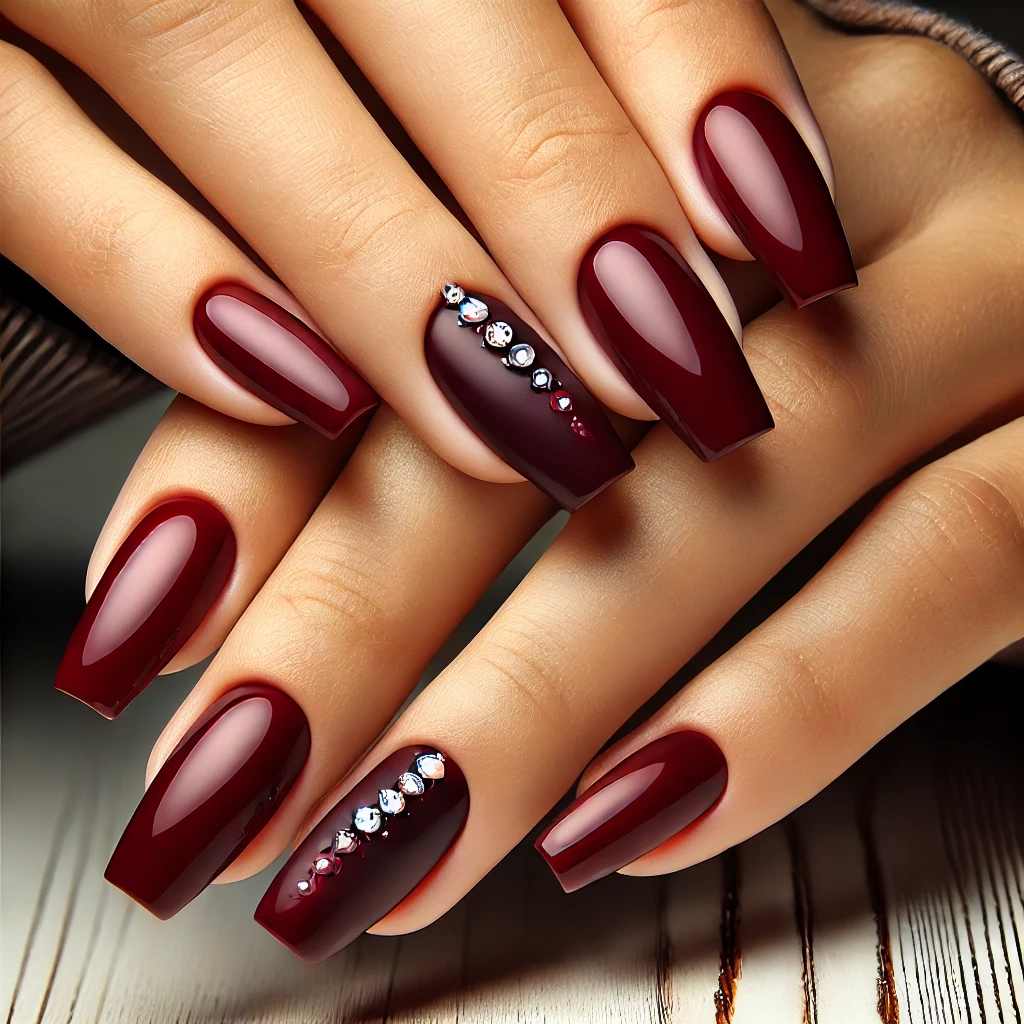 Burgundy Red with Rhinestones