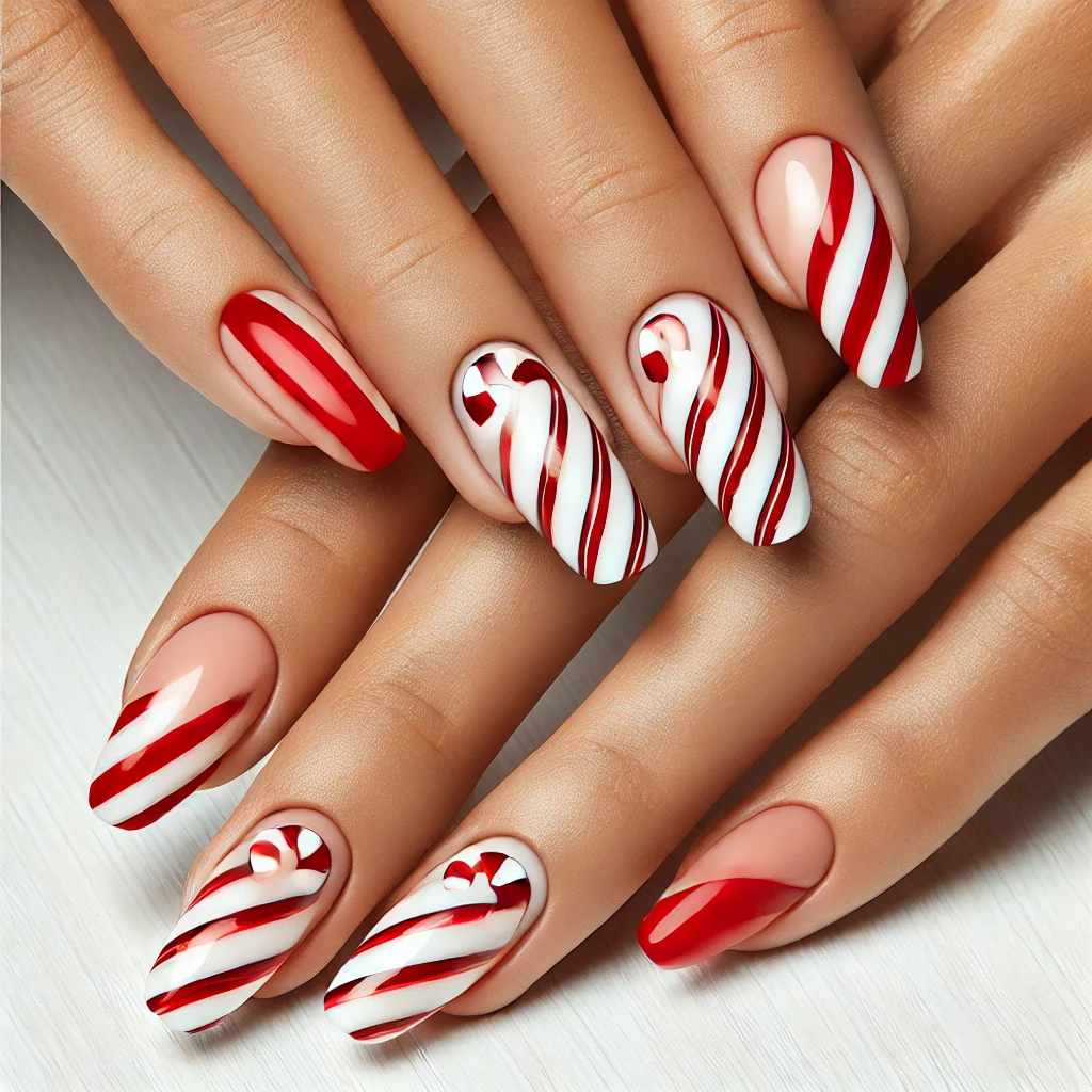 Candy Cane Striped Red Tips