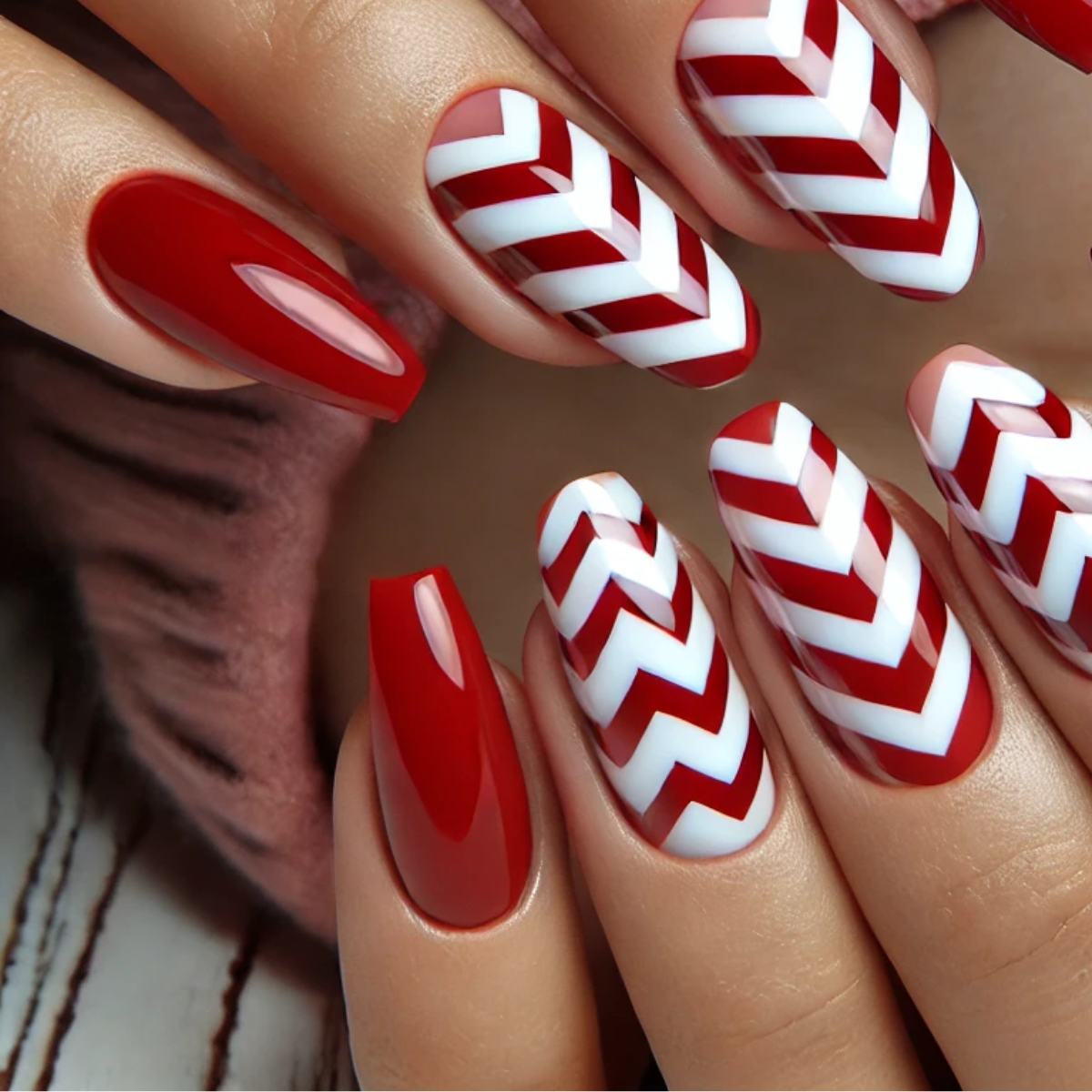 Chevron Pattern in Red and White