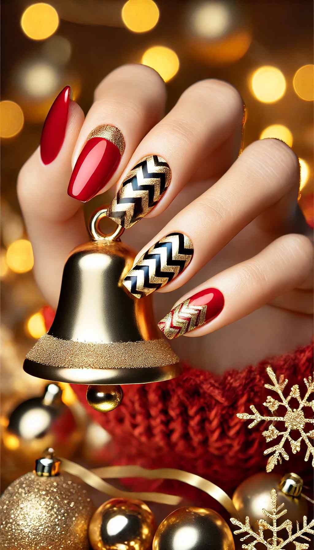 Chevron Patterns in Red and Gold