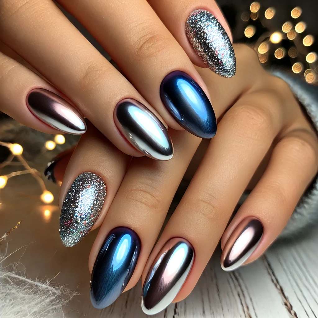 Chrome Gradient with Glitter Accents