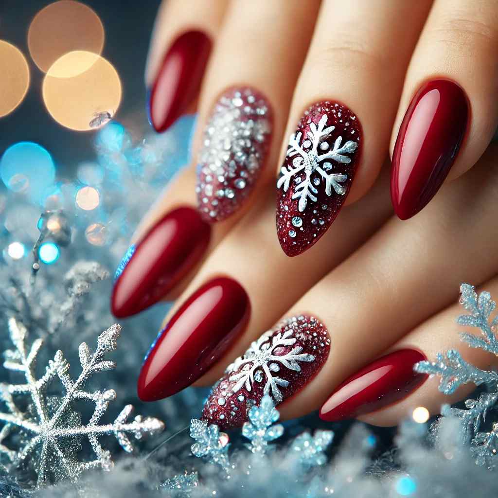 Classic Red with Rhinestone Snowflakes