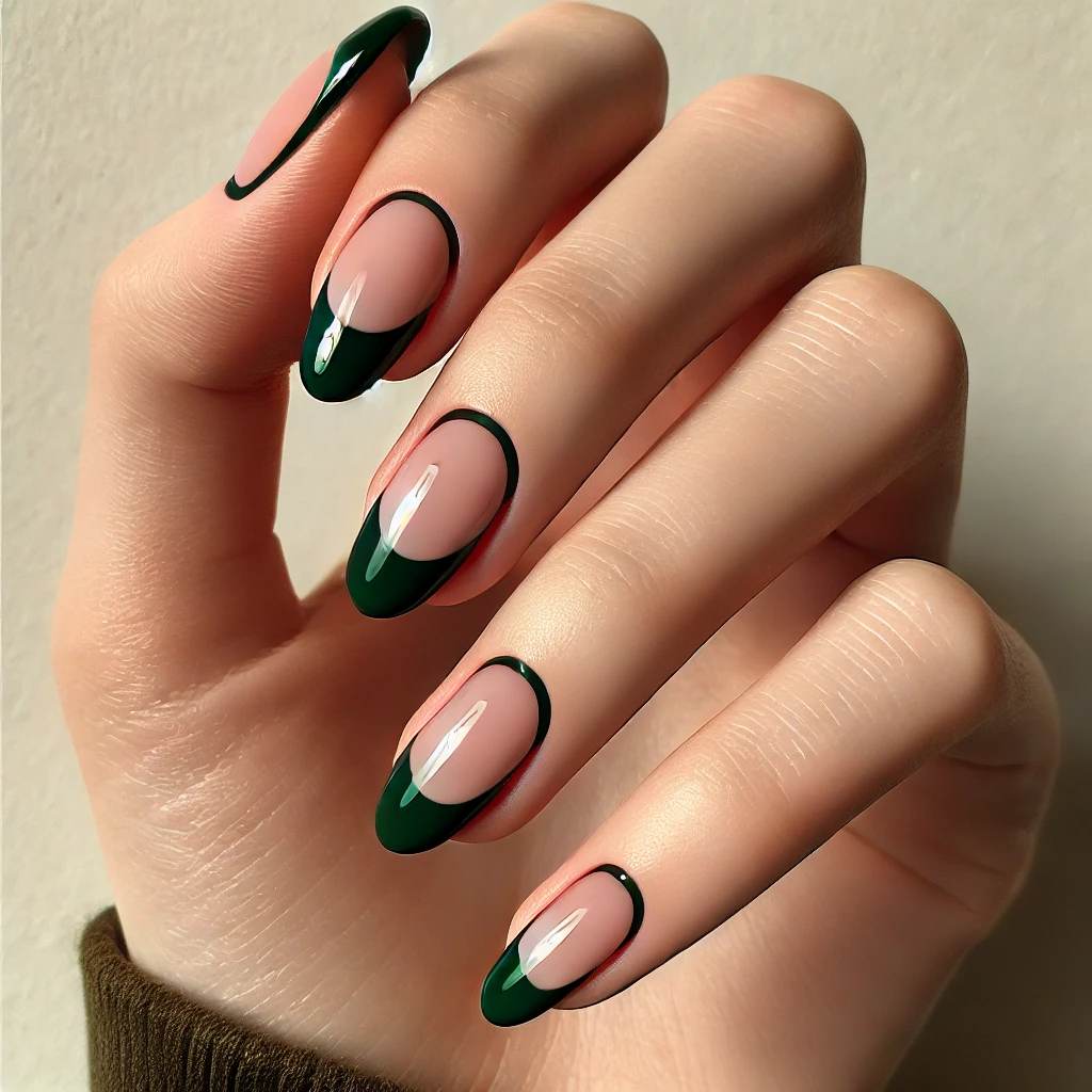 Deep Green French Tips