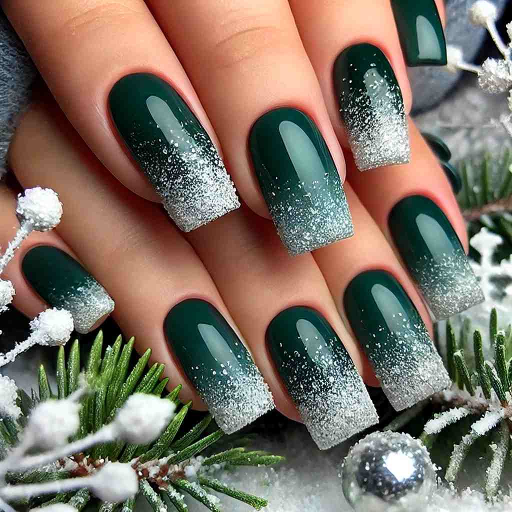 Deep Green with Chrome Snow-Dusted Tips