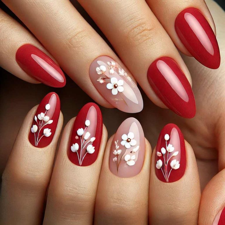 Eye-Catching Almond Red Nails for All Seasons