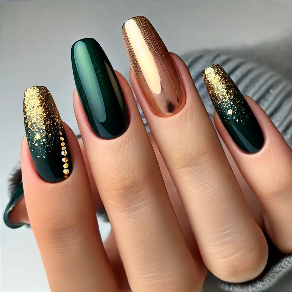 Festive Green Ombre with Gold Accents