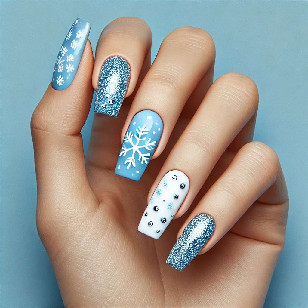 Festive Snow Globe Nails