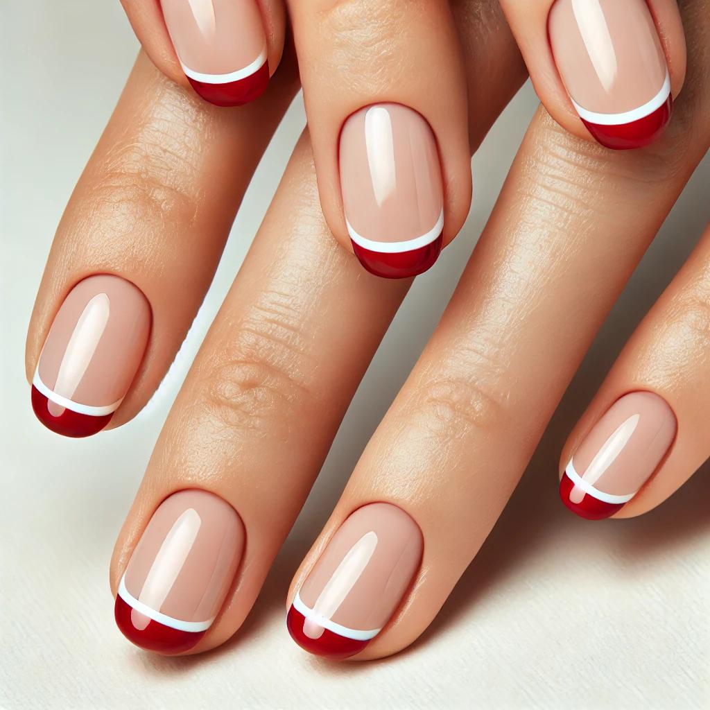 French Tips with a Red and White Twist