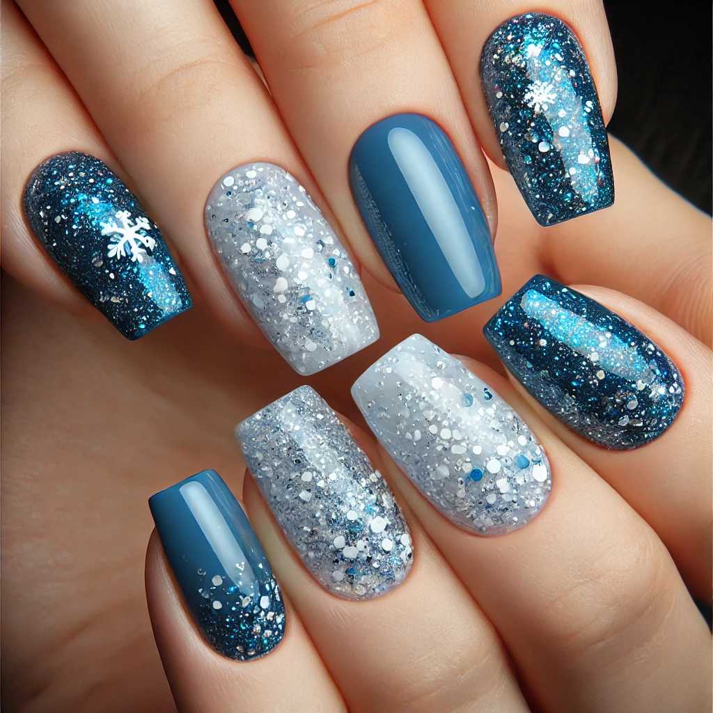 Frosted Blue and White Glitter