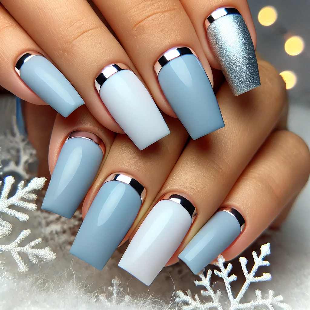 Frosty Blue with Subtle Silver Chrome Edges