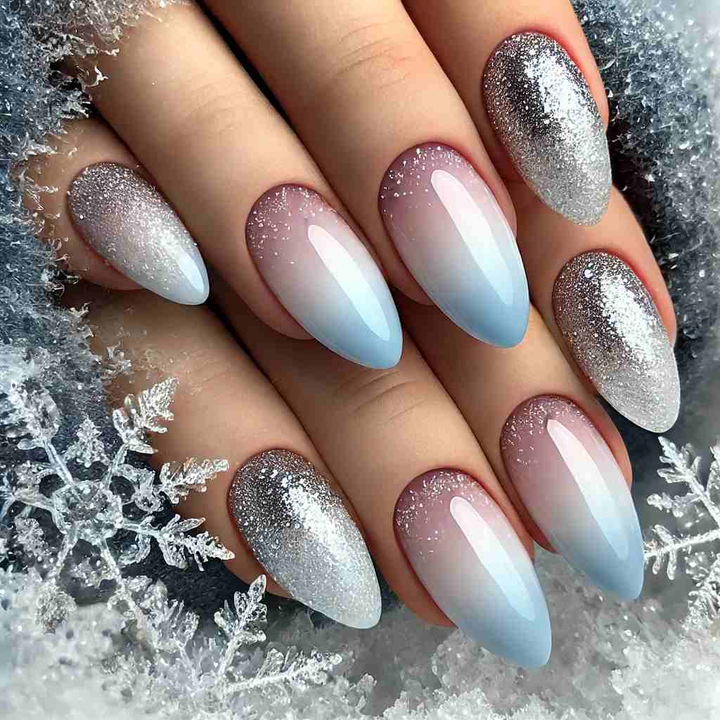 Frosty Ombre with Silver Glitter