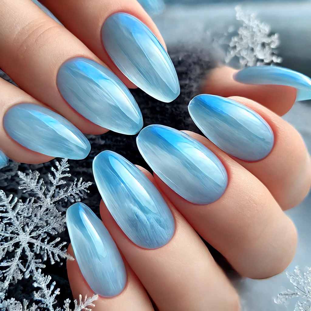 Frozen Lake Glass Nails