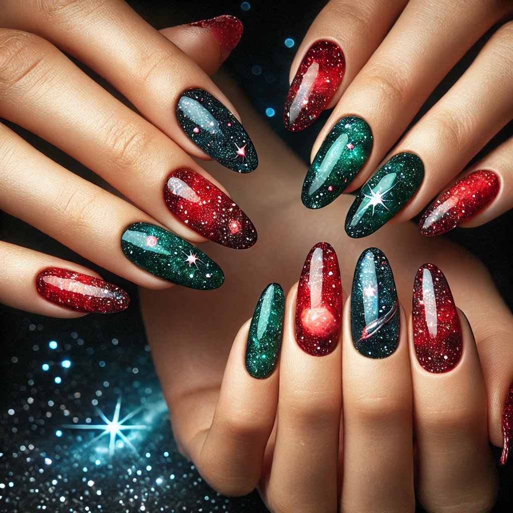 Galaxy Pattern in Red and Green