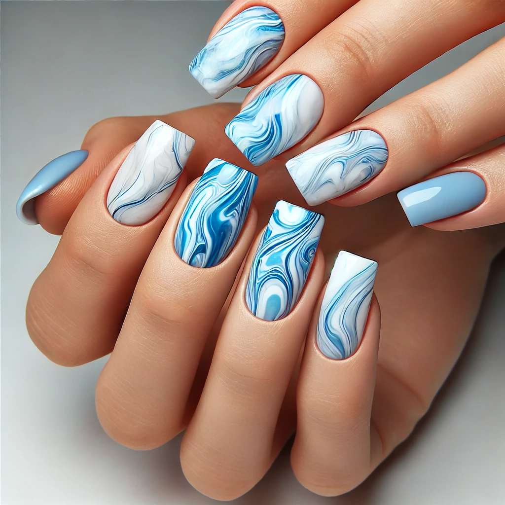 Glacier Marble Nails