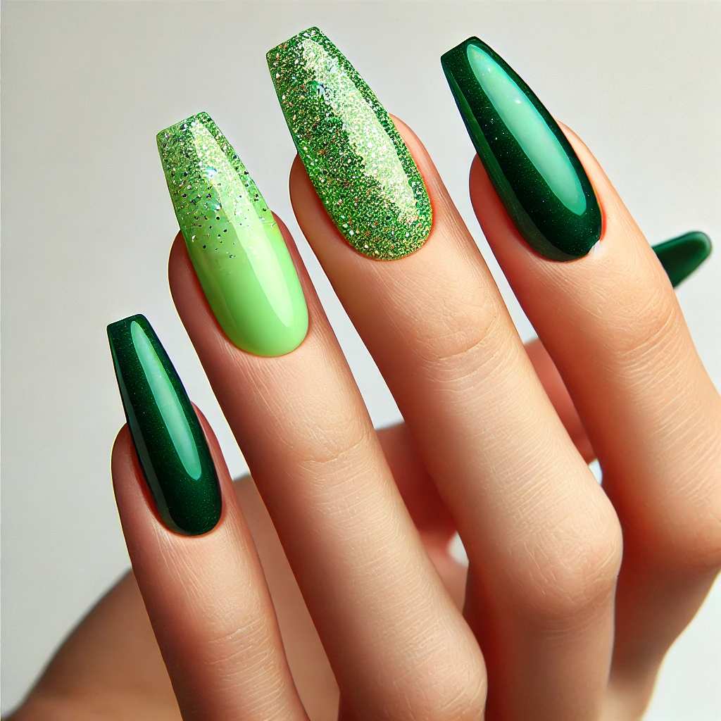 Glitter Gradient in Emerald and Lime