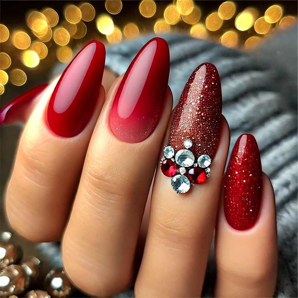 Glitter Ombré with Accent Rhinestone