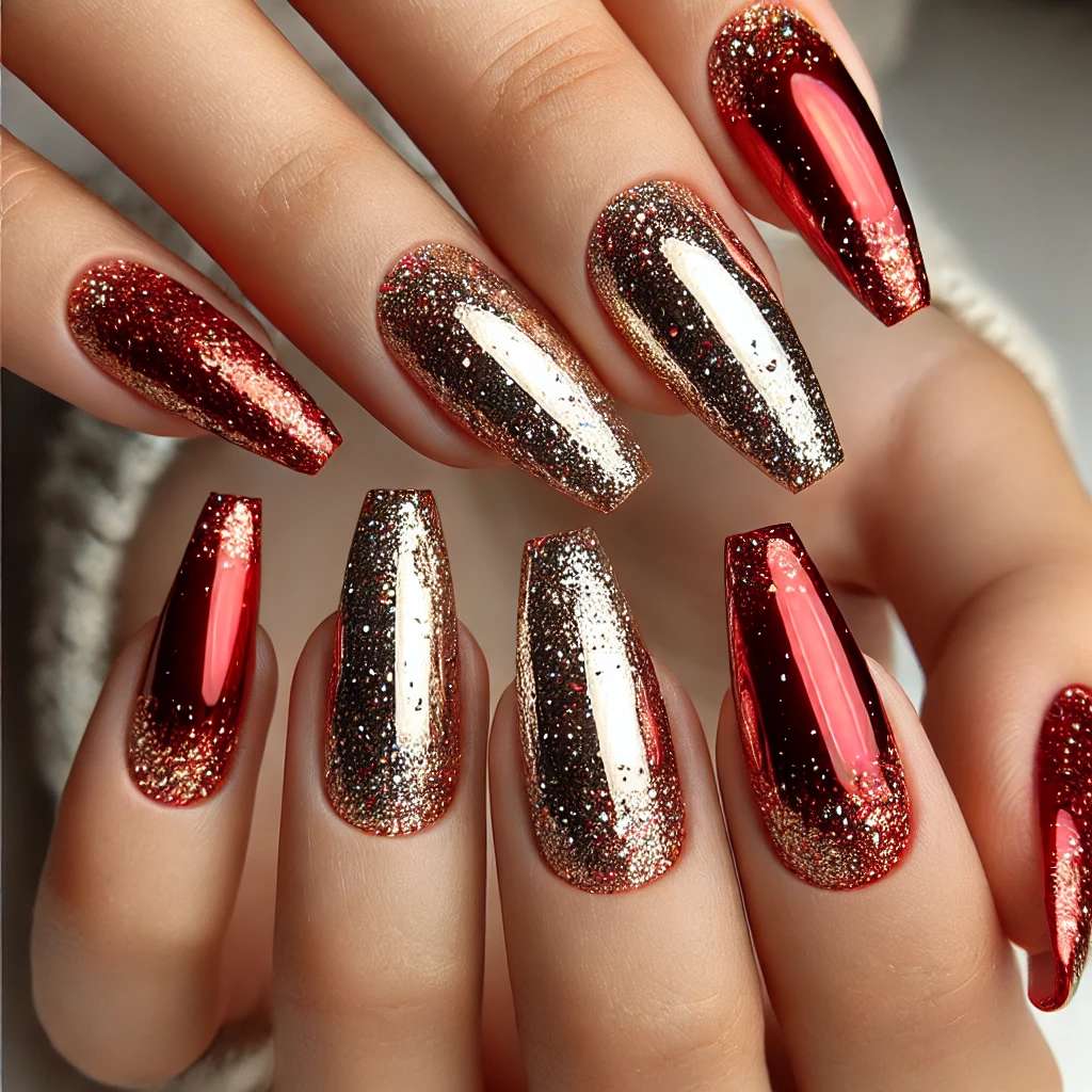 Glitter-Tipped Red Chrome