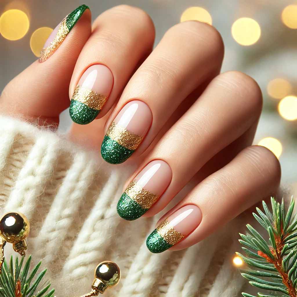 Glittering Green with Golden Tips