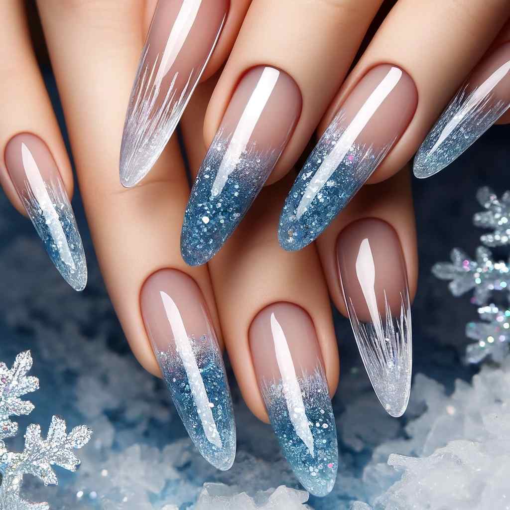 Glittery Icicle French Tips