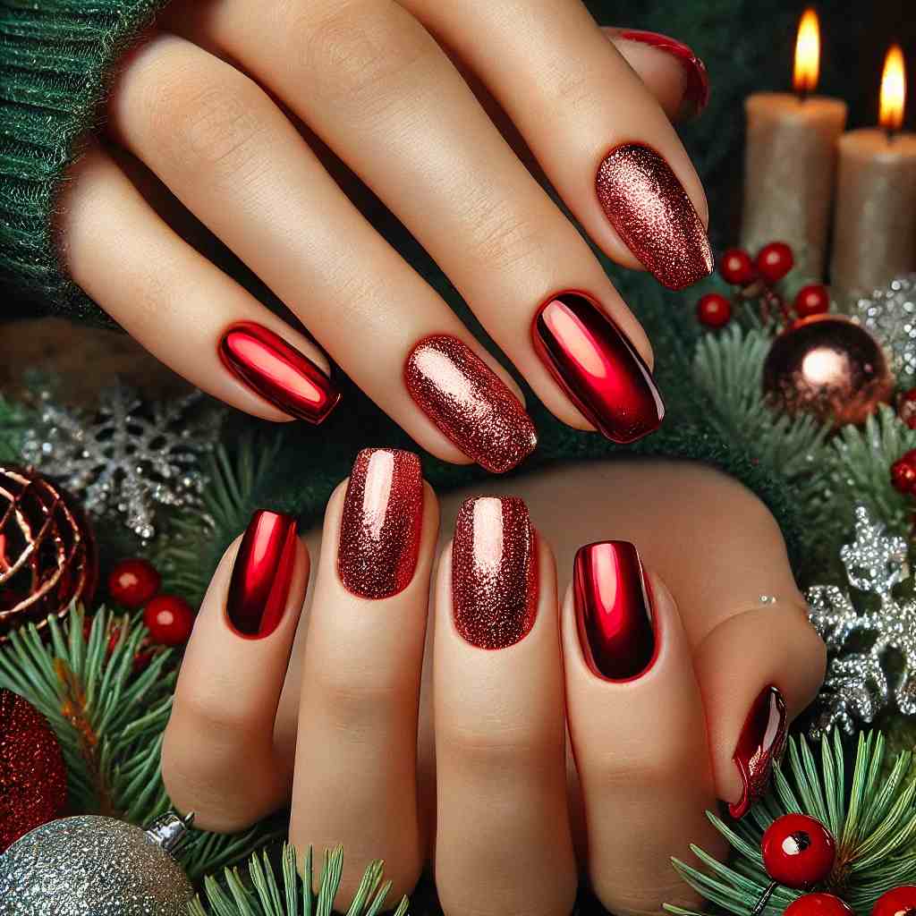 Glittery Ombre Red Chrome