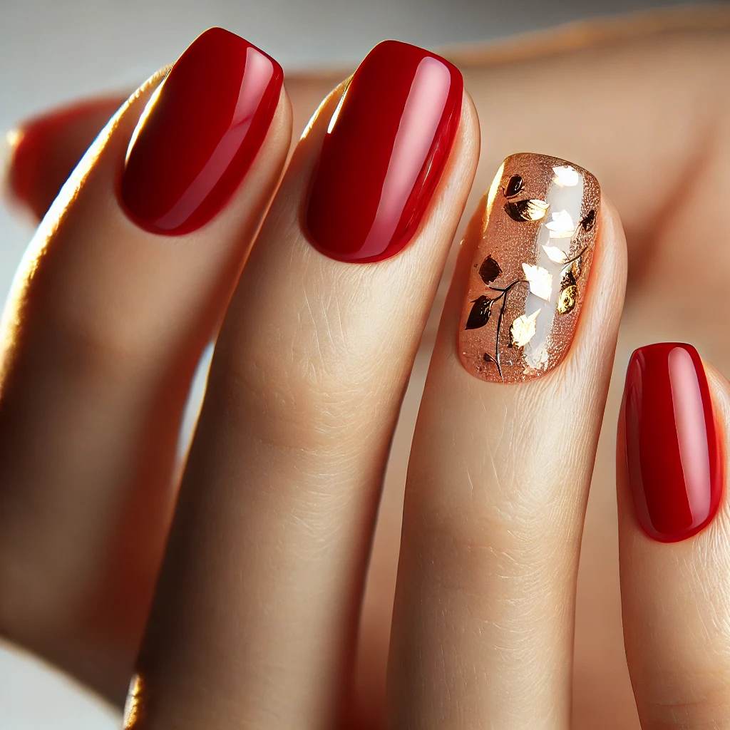 Glossy Red and Gold Foil Accent